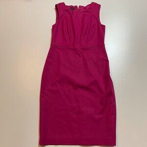 Talbots Dress Wool Magenta Pink Stretch Sheath Sleeveless Layer Cardigan Winter